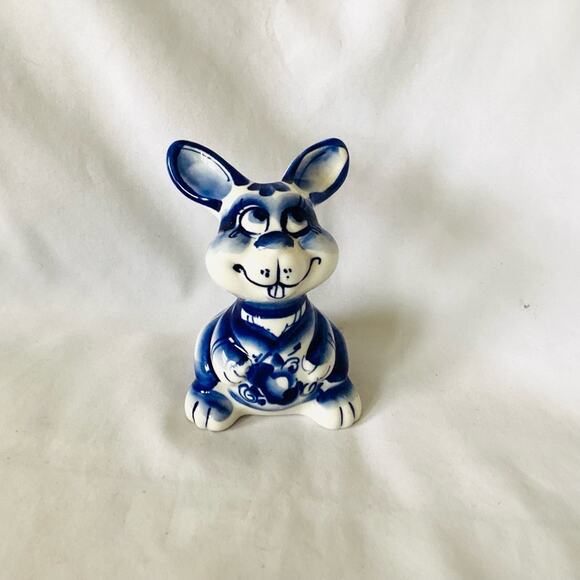 Funny Bunny Porcelain Figurine. Gzhel - Picture 2 of 8